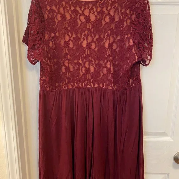 American Rag Burgundy Lace Dress 1X - Picture 4 of 4